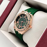 Жіночий наручний годинник Bolun з римськими цифрами, зелений із золотим корпусом, силіконовий ремінець, код - 2563b, фото 3