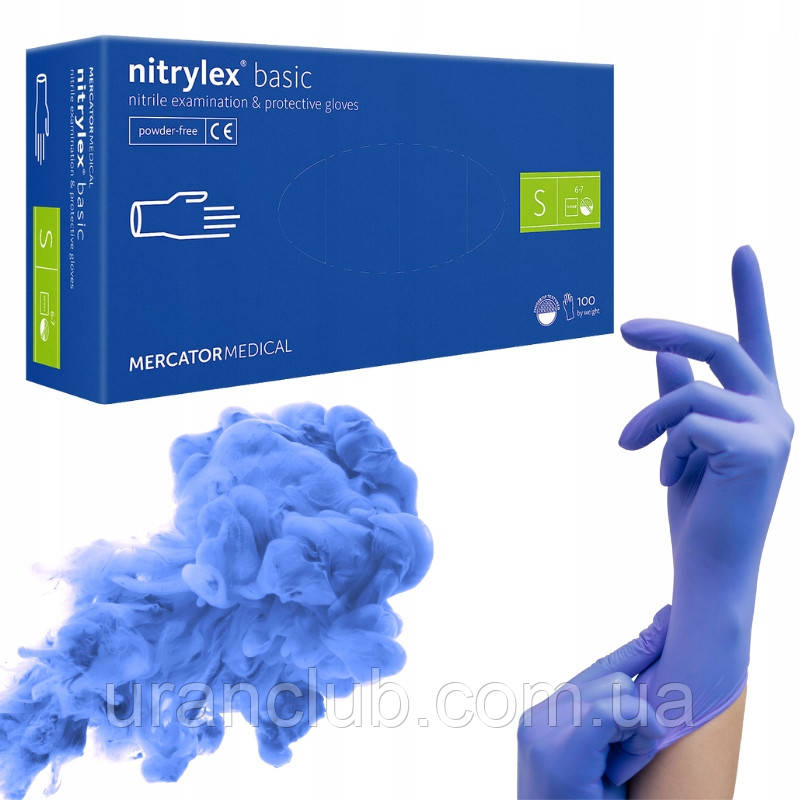 Рукавички нітрилові нітрилекс NITRYLEX basic уп./100 шт. nitrilex басик базик медицини, косметології, тату