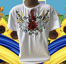 Опт Футболка-вишиванка короткий рукав для дівчинок, р. 122-146, ромашки