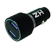 Автомобільний зарядний пристрій Car Charger HZ HC7 3.1A 2 USB від прикурювача з індикатором Чорний