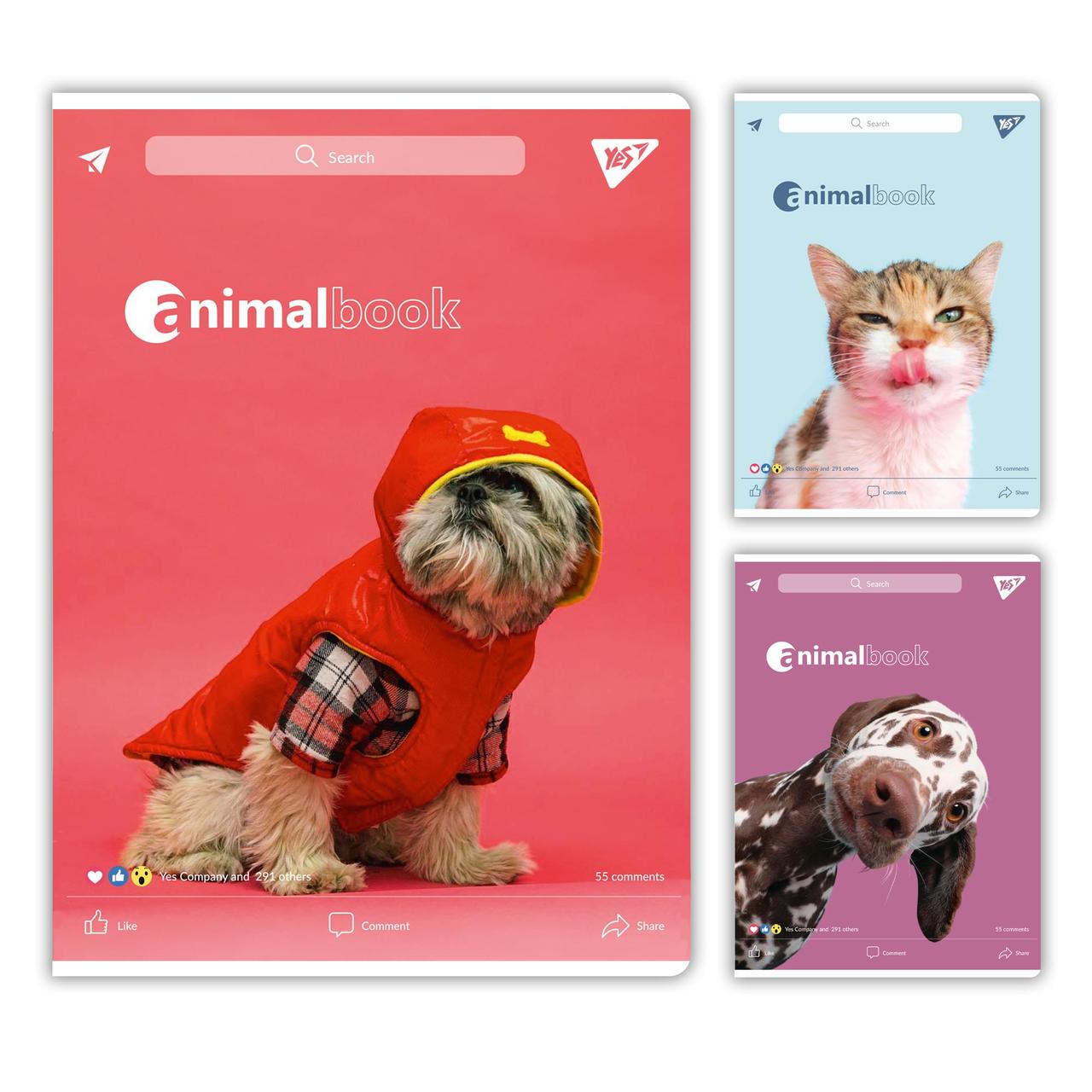 Зошит для записів Yes Animalbook 48 А4 аркушів клітинка