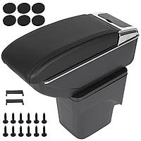 Ford Focus MK2 04-11 Подлокотник ЧЕРНАЯ ЭКО КОЖА + монтажный комплект арт DA-30022