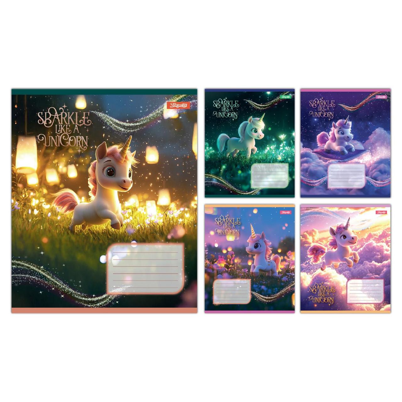 Зошит учнівський шкільний 1 Вересня Unicorn А5 12 аркушів коса лінія