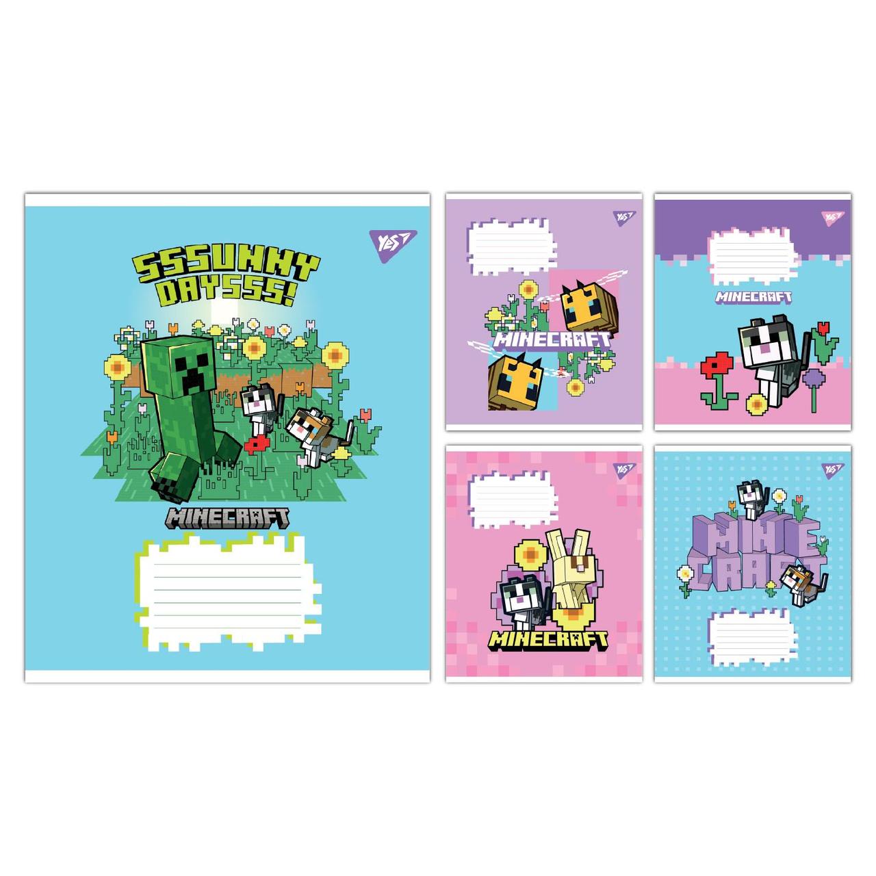 Зошит учнівський шкільний Yes Minecraft Flowers А5 24 аркушів лінія