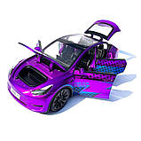 Машинка метал Tesla model Y електрокар фіолетова Тесла 1:24 відкр двері баг капот звук світло 19*6,5*8,5см (EL 81244), фото 10