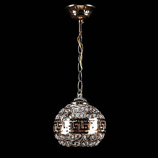 Люстра сучасна підвісна кришталева на 1 лампу E27 колір каркаса золотий VL-L518/1S 14 FGD