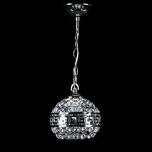 Люстра сучасна підвісна кришталева на 1 лампу E27 колір каркаса хром VL-L518/1S 14 CR