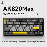 Клавіатура Ajazz AK820 MAX для геймінгу (RGB, магнітні перемикачі, 75%, Black Grey Yellow)