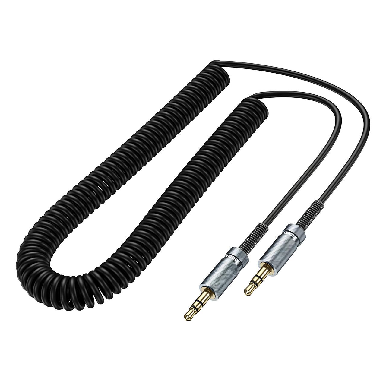 Аудіокабель 3,5 на 3,5 HOCO UPA31 Cindy spring audio cable mini jack 3,5 mm на mini jack 3,5 mm (3m). Black, фото 1