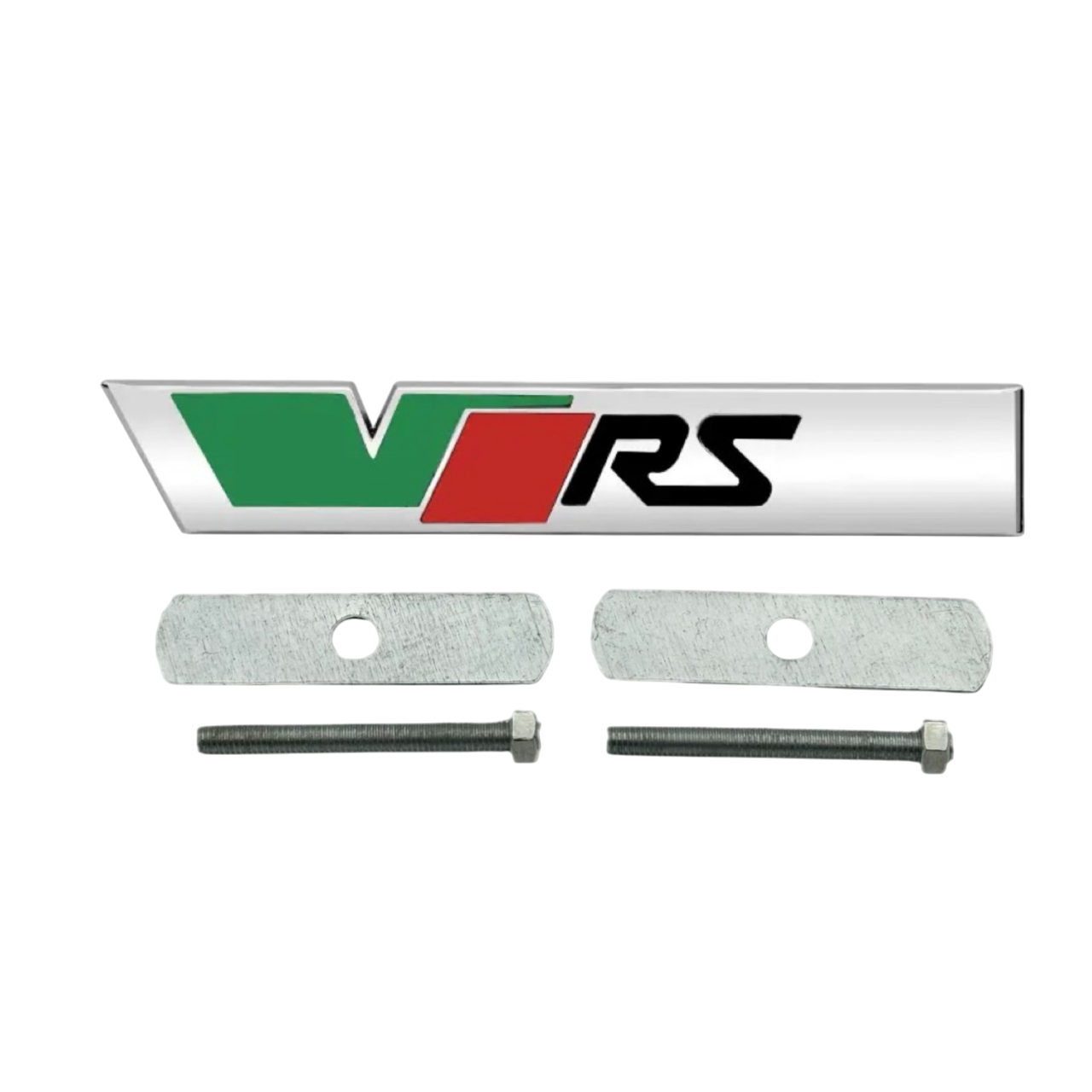 Емблема RS для Skoda срібло 119х20мм металева (на кріпленнях), фото 1