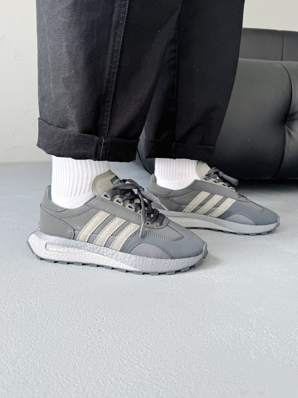 Кросівки чоловічі сірі Adidas Retropy E5 Black Grey (15696), фото 1
