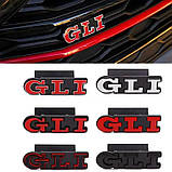 Емблема напис GLI для Volkswagen у решітку 91×27мм ЧЕРВОНА з окантовкою метал (на кріпленнях), фото 2