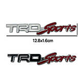 Емблема напис TRDSports для Toyota біла + червона 128х16мм металева (на скотчі), фото 2