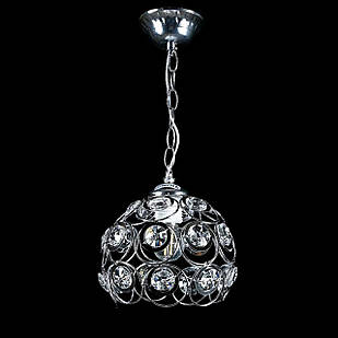 Люстра сучасна підвісна кришталева на 1 лампу E27 колір каркаса хром VL-L423E/1 CR