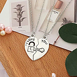 Парні кулони I Love You для двох закоханих дві половинки серця, фото 2
