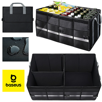 Автомобільний Органайзер в багажник автомобіля в машину на липучках 60 літрів 60см х 35см х 30см чорний Baseus