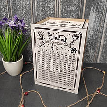 Скарбничка 365 днів. Скарбничка багатства., дерев'яна скринька для грошей, Сімейний бюджет. Сімейна скарбниця.