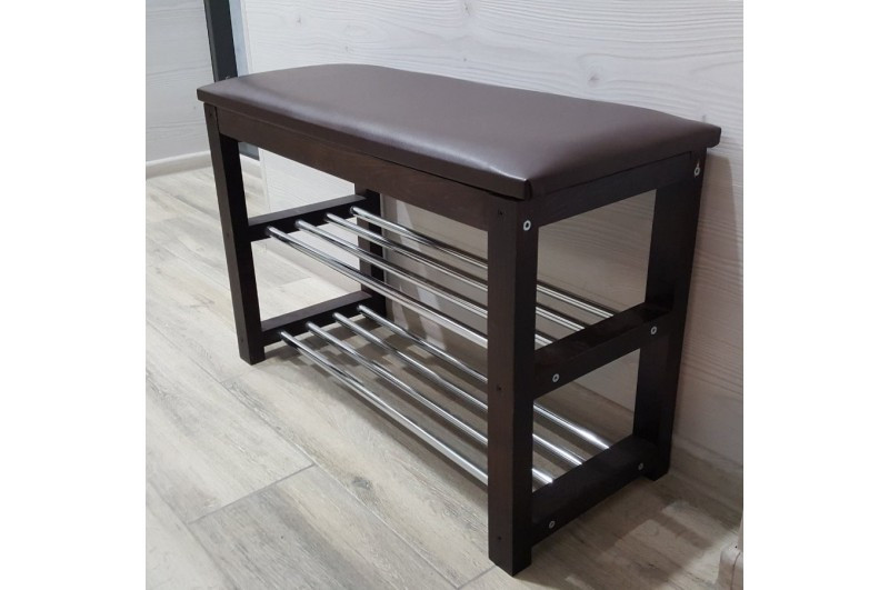 Лавка для взуття №1,тем.горіх шкір.зам, коричнев*, фото 1