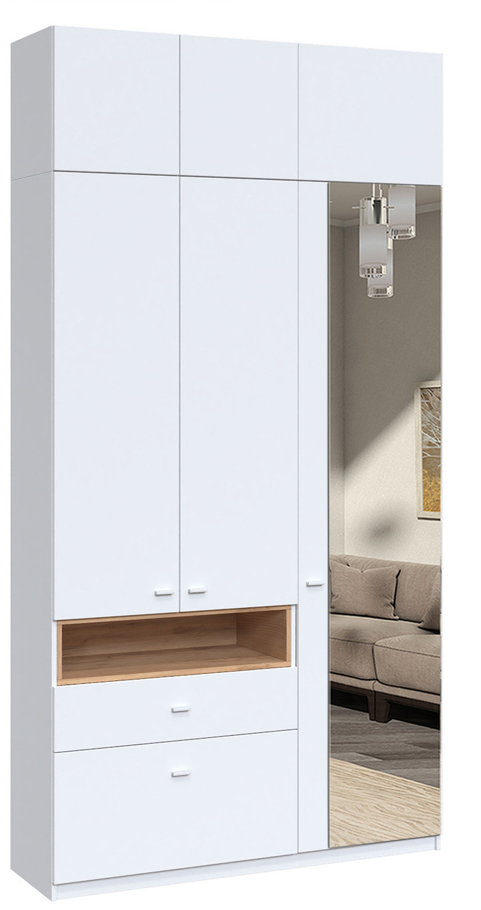 Шафа для речей з дзеркалом та антресоллю (132 см х 37.6 см х 240 см) | Майстер Форм Тетріс, фото 1