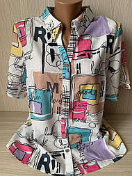 Стильна жіноча яскрава модна сорочка LIDA принт яскрава абстракція на ґудзиках