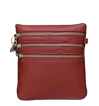 Сумка жіноча бордо на блискавці з кишенями та довгим ремінцем  Balisa