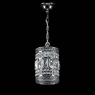 Люстра сучасна підвісна кришталева на 1 лампу E27 колір каркаса хром VL-L480/1S 13 CR