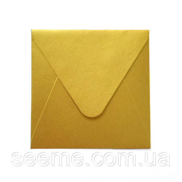 Конверт 140x140 мм, колір золотий, КОМПЛЕКТ 10 шт.
