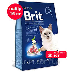 Brit Premium by Nature Cat Sterilized Lamb сухой корм для стерилизованних котів с ягням 8 кг*2