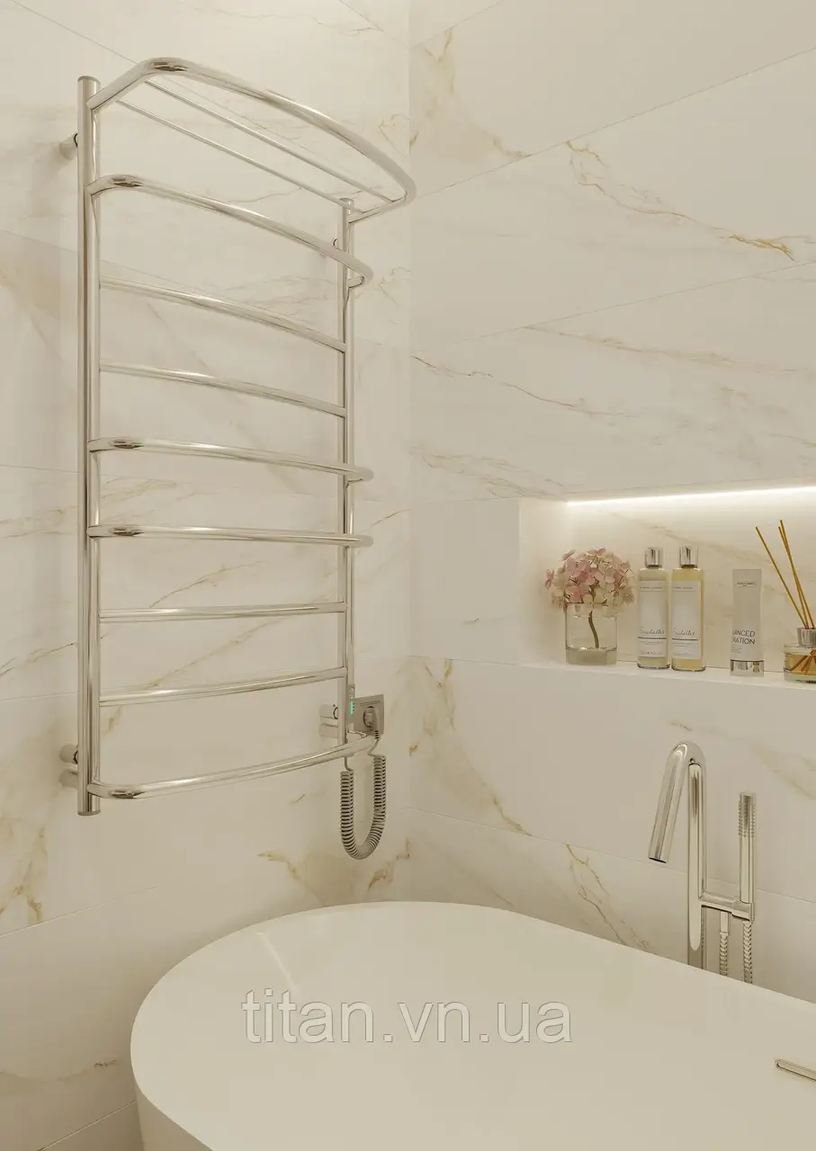 Електрична рушникосушарка Elna Каскад з полицею 9 Хром 1010Х530мм, фото 1