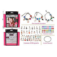 Біжутерія набір типу Pandora, браслет 2 шт, шарміки 3 шт та намистини 6шт, в кор. 15*2,2*17 (240шт/2)