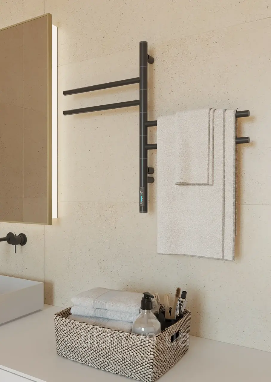 Електрична рушникосушарка Elna Вертикаль 4 Чорна 615Х395мм