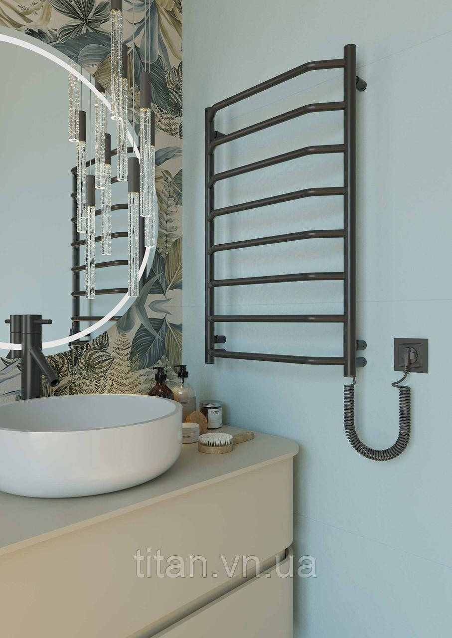 Електрична рушникосушарка Elna Трапеція 8 Чорна 810Х530мм