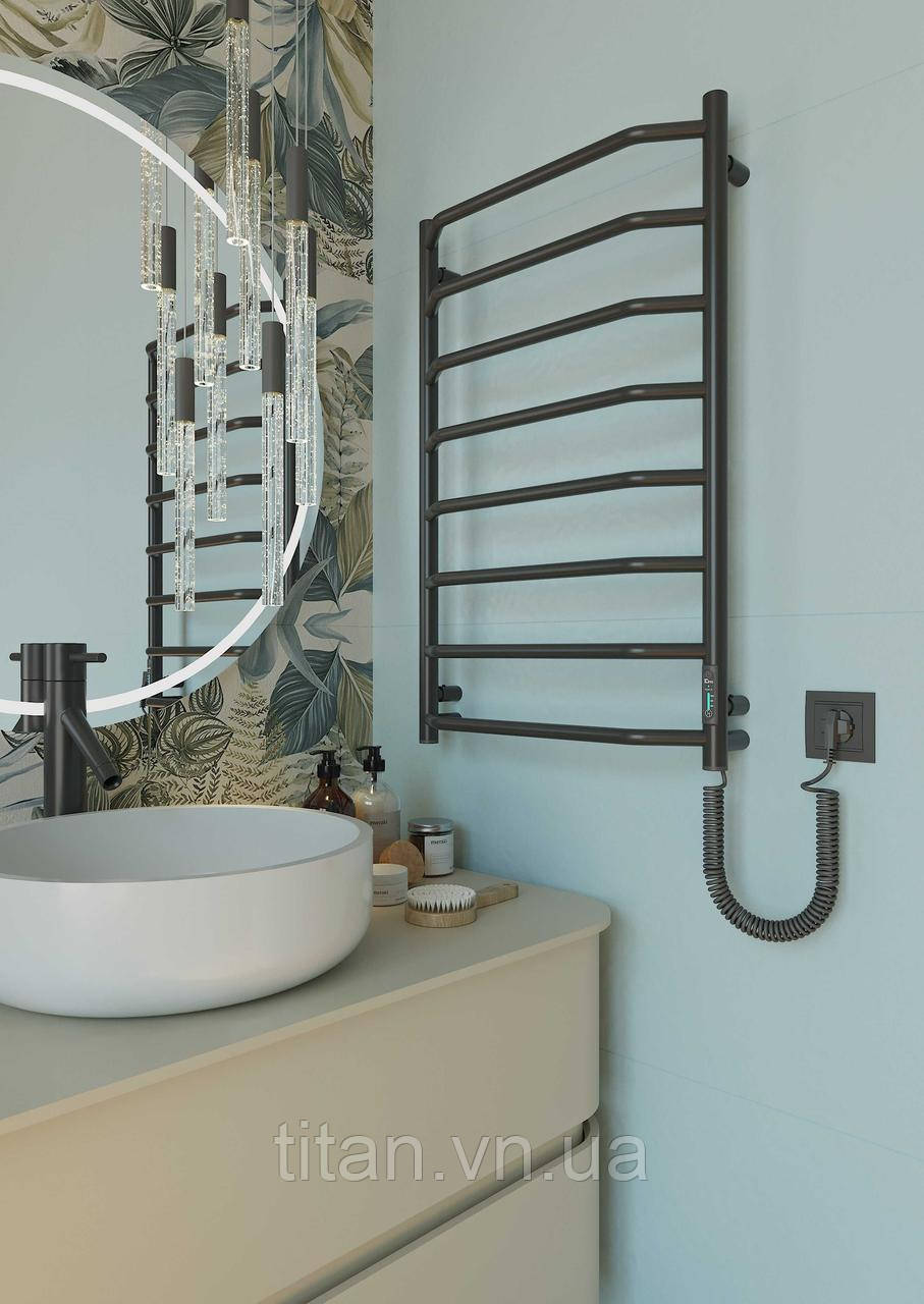 Електрична рушникосушарка Elna Трапеція 8 Чорна 810Х530мм