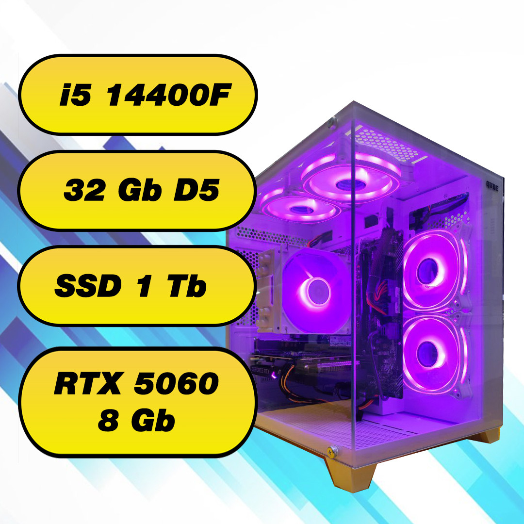 Игровой компьютер Intel i5 14400 (10 x 4.7 GHz) + 32Gb DDR5 + SSD 1000 Gb + RTX 5060 8Gb