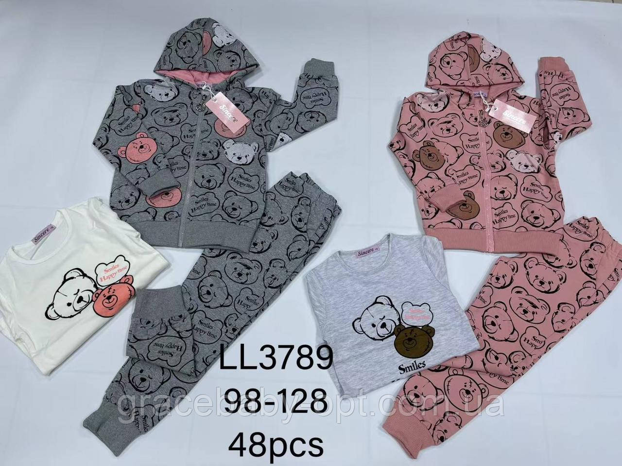 Трикотажний костюм 3 в 1 для дівчат, Sincere, 98-128 рр., № LL-3789, фото 1