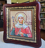 Ікона Свята мучениця Вікторія в темному фігурному дерев'яному кіоті під склом, розмір кіота 26*23, сюжет 15*18, фото 2