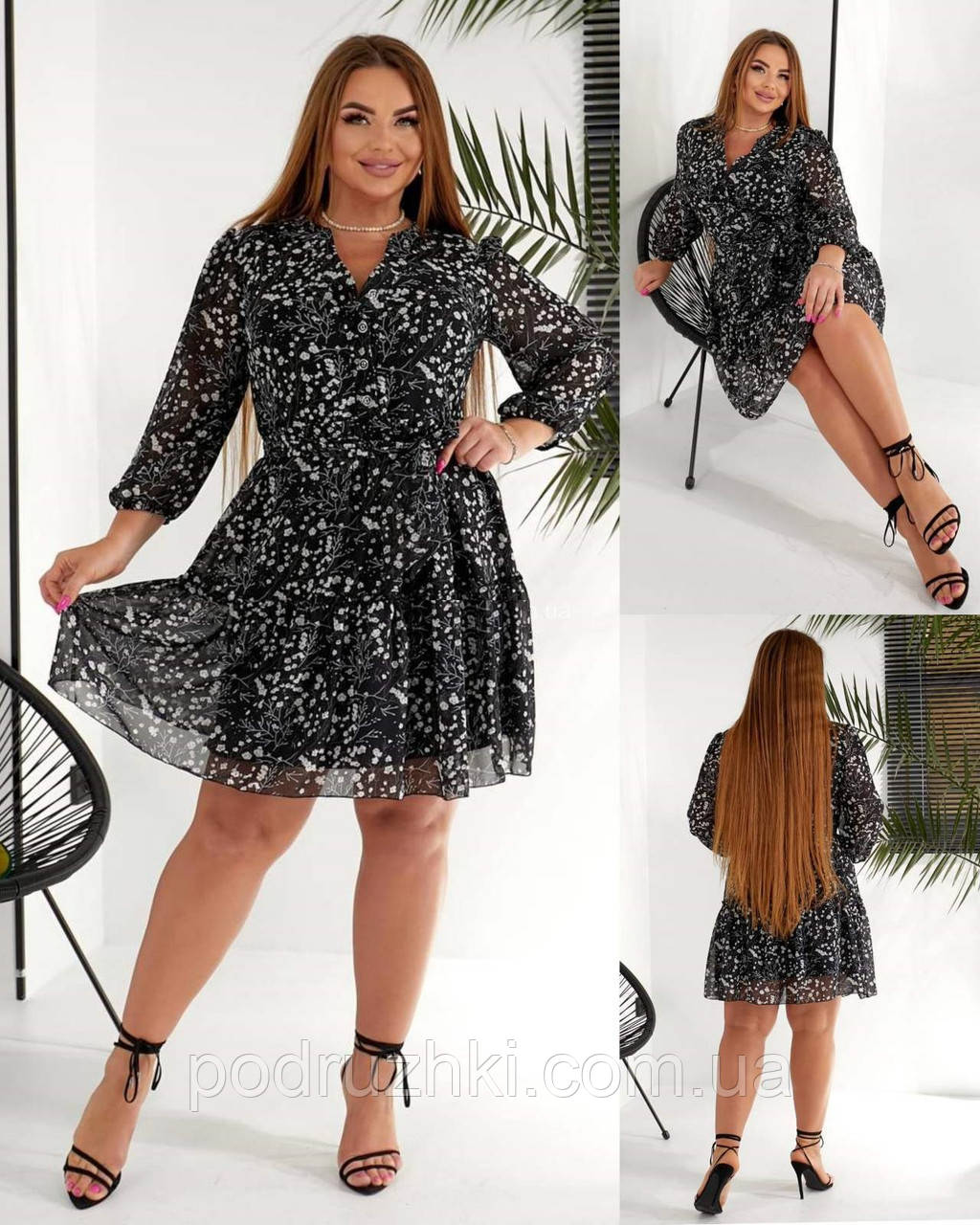 Жіноче літнє плаття з легкого шифону Розміри 50,52,54,56, фото 1