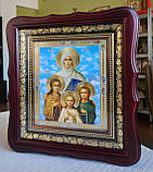 Ікона Віра Надія Любов та Софія у темному фігурному кіоті під склом, розмір кіота 23*26, сюжет 15*18., фото 2