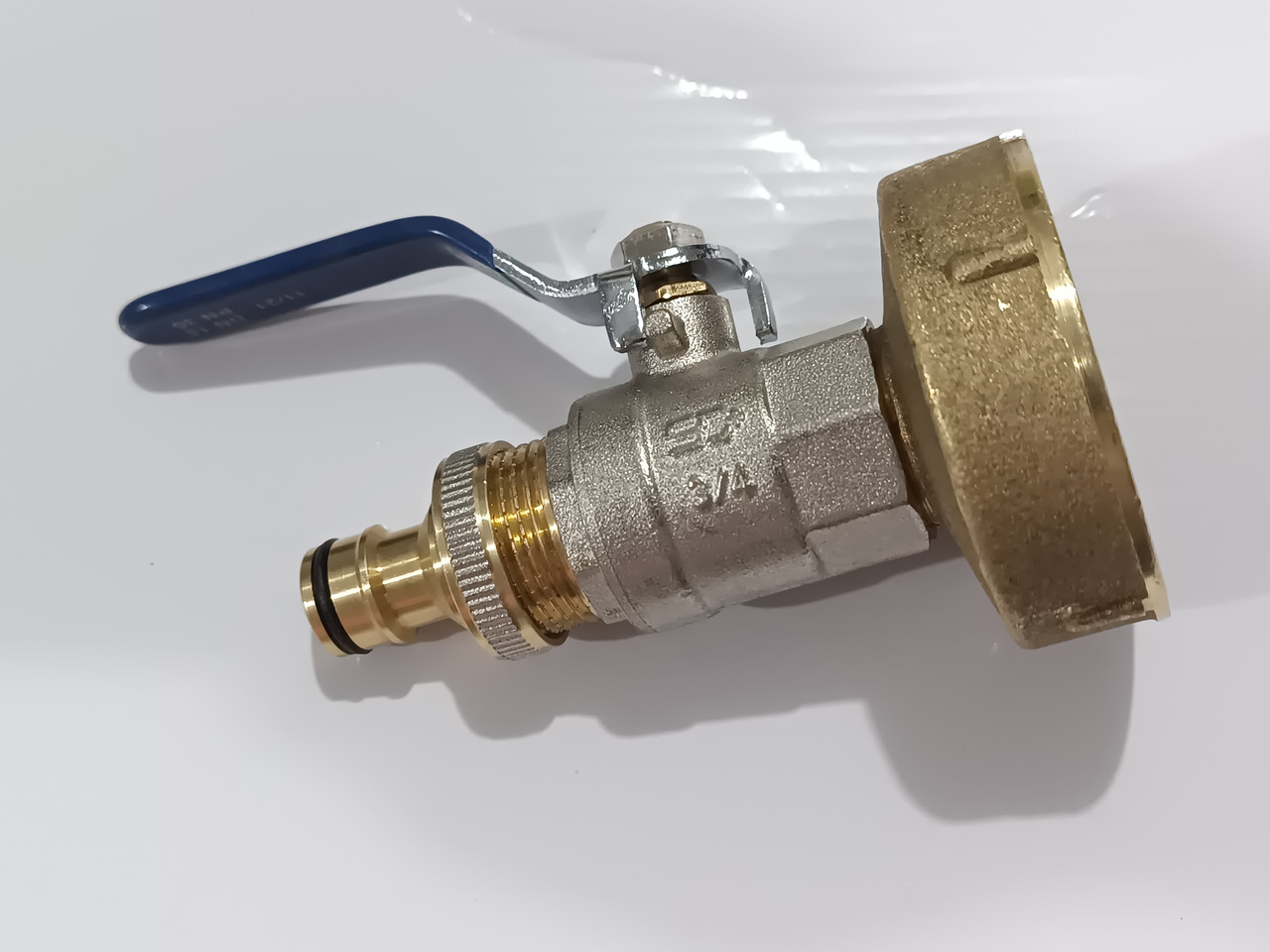 Перехідник із краном для єврокуба 2" D-59 мм, на поливальний адаптер, перехідник на кран єврокуба, фото 1