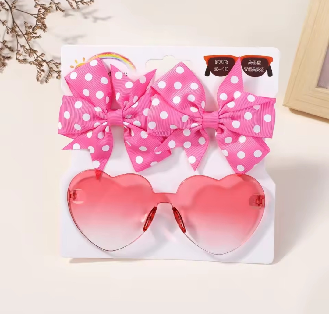 Набір окуляри дитячі сонцезахисні +2 шпильки 3 кольори, фото 1