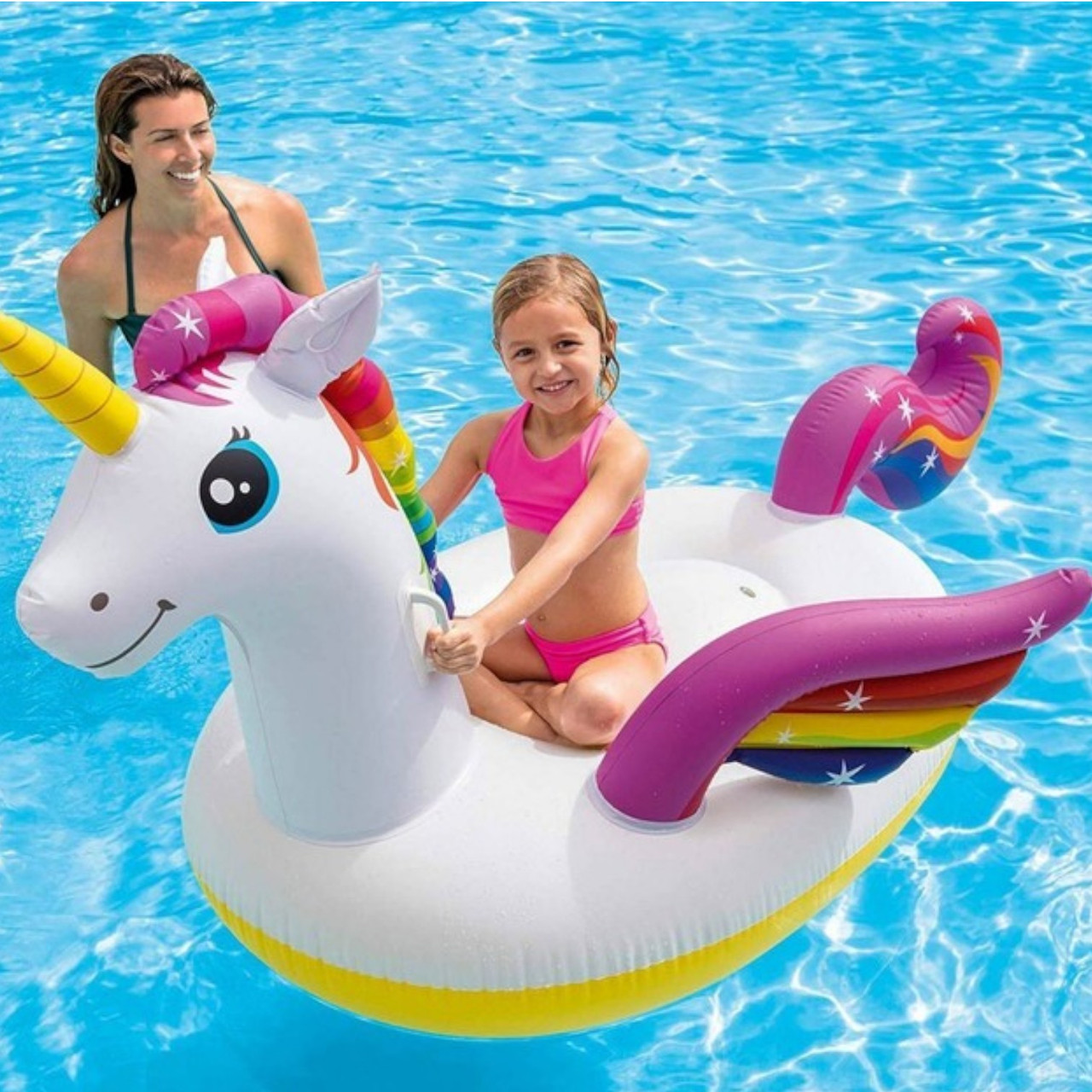 Надувний пліт дитячий Єдиноріг (з ручками-тримачами, розмір: 201х140х97 см, ремкомплект) 57561