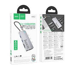 USB Hub Hoco HB52 Type-C 8-in-1 (HDTV+RJ45-100Mbps+SD/TF+PD+Type-C3.0+USB3.0*2)
