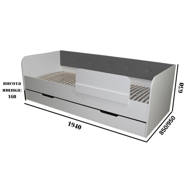 Ліжко Валенсія з шухлядою на ламелях, універсальне односпальне ліжко Valencia для дітей, підлітків і дорослої людини