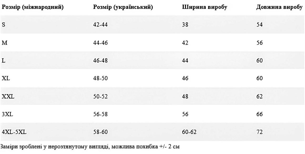 таблиця розмірів