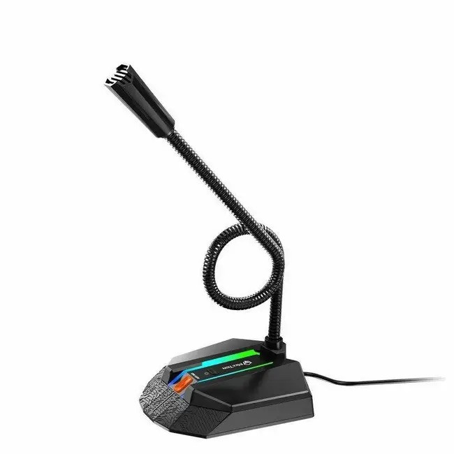 Настільний USB-мікрофон MeeTion MT-MC15 з підсвічуванням RGB 5В Гусяча шия на 360 градусів Чорний