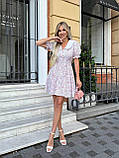 Коротке літнє молочне плаття в стилі baby doll з квітковим принтом, фото 5
