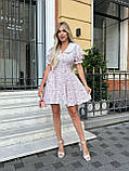 Коротке літнє молочне плаття в стилі baby doll з квітковим принтом, фото 3
