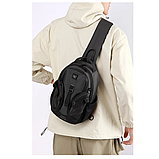 Сумка чоловіча слінг через плече чорна, фото 5