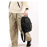 Сумка чоловіча слінг через плече чорна, фото 3