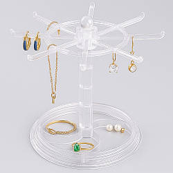 Підставка для сережок, що обертається (28,5×20,5×16 см), Прозорий / Тримач для прикрас / Вішалка для сережок